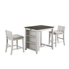 Load image into Gallery viewer, HESTON 36" STORAGE COUNTER TABLE SET W/2 CHAIRS-WHITE/GRAY