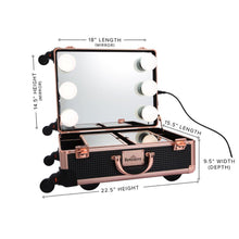 Load image into Gallery viewer, SLAYCASE® XL VANITY TRAVEL CASE IN BLACK & ROSE GOLD STUDDED