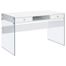 Load image into Gallery viewer, Dobrev 2-drawer Writing Desk Glossy White and Clear
