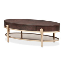 Load image into Gallery viewer, AICO Furniture Camellia Field Oval Cocktail Table in Warm Pecan
