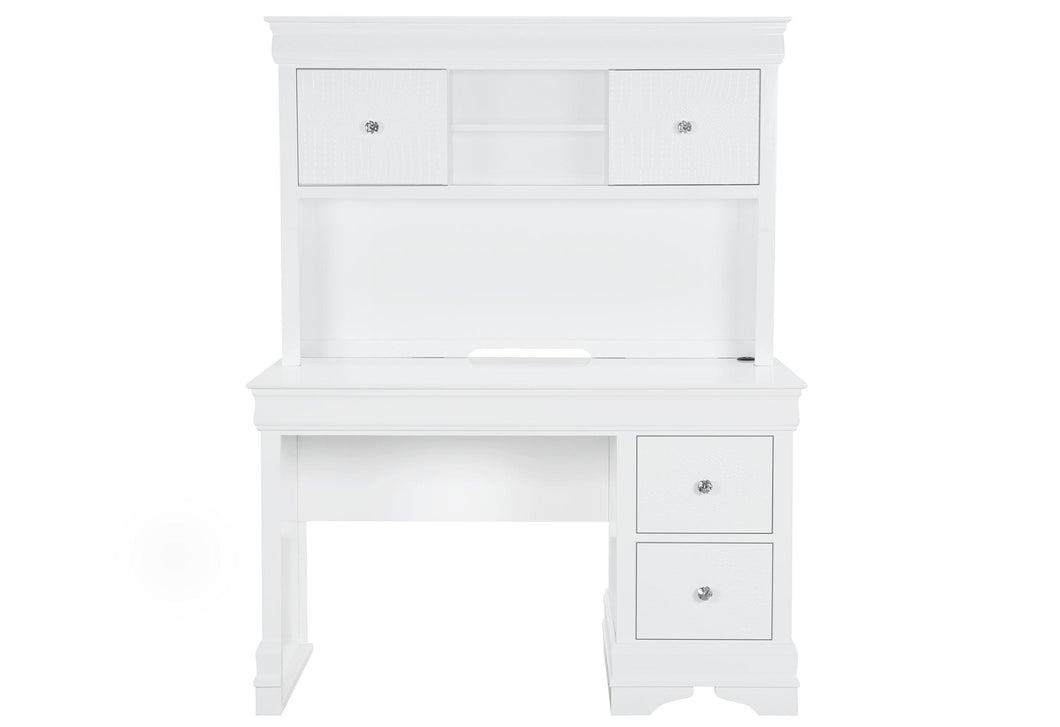 POMPEI METALLIC WHITE DESK WITH HUTCH