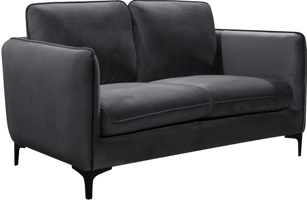 Poppy Grey Velvet Loveseat