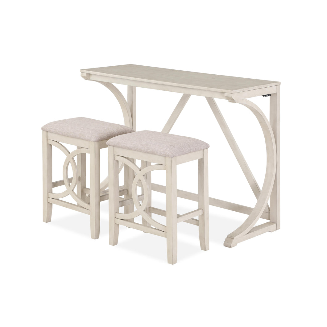 BELLA COUNTER TABLE & 2 STOOLS -2 TONE BISQUE