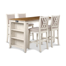 Load image into Gallery viewer, AMY 60&quot; COUNTER TABLE+CHAIRS W/STG (5 PC) -2 TONE BISQUE
