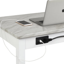 Load image into Gallery viewer, CELESTE DESK W/WHITE/GRAY FAUX MARBLE TOP-WHITE BASE
