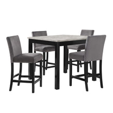Load image into Gallery viewer, CELESTE 5PC 42&quot; MARBLE FINISH COUNTER TABLE &amp; 4 CHAIRS-GRAY
