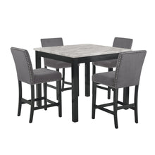 Load image into Gallery viewer, CELESTE 5PC 42&quot; MARBLE FINISH COUNTER TABLE &amp; 4 CHAIRS-GRAY
