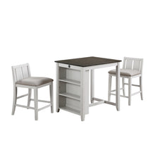 Load image into Gallery viewer, HESTON 36&quot; STORAGE COUNTER TABLE SET W/2 CHAIRS-WHITE/GRAY
