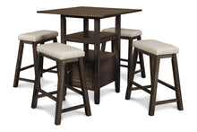 Load image into Gallery viewer, DERBY COUNTER TABLE &amp; 4 STOOLS (SET) - CHOCOLATE
