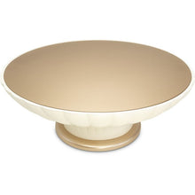 Load image into Gallery viewer, AICO La Rachelle Round Scalloped Cocktail Table with Glass in Medium Champagne image
